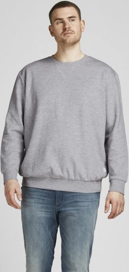 Jack & Jones Basic Sweatshirt Light Grey Melange - Puloverji & jopice - Moški Puloverji & Jopice za Močnejše Postave