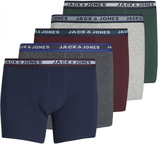 Jack & Jones OLIVER Trunks 5-Pack Dark Grey Melange - Spodnje perilo & kopalne hlače - Moško Spodnje Perilo za močnejše postave