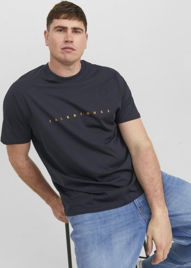 Jack & Jones STAR T-Shirt Dark Navy - Kratke Majice - Moške kratke majice za močnejše postave
