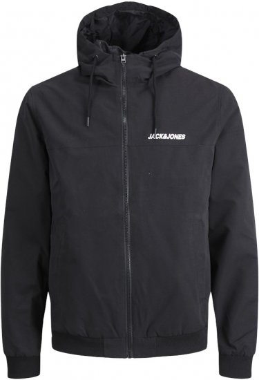 Jack & Jones RUSH SOLID Bomber Jacket with Hood Black - Jakne - Moške bunde za Močnejše Postave