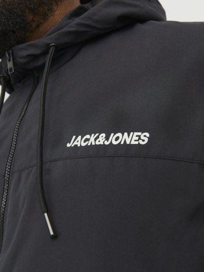 Jack & Jones RUSH SOLID Bomber Jacket with Hood Black - Jakne - Moške bunde za Močnejše Postave