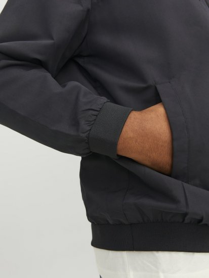 Jack & Jones RUSH SOLID Bomber Jacket with Hood Black - Jakne - Moške bunde za Močnejše Postave
