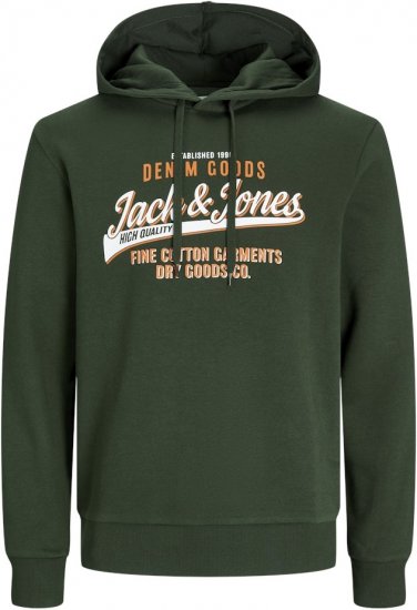 Jack & Jones 2 COL LOGO Hoodie Kombu Green - Puloverji & jopice - Moški Puloverji & Jopice za Močnejše Postave