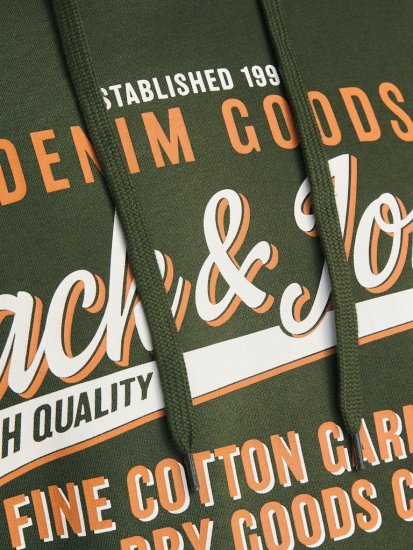 Jack & Jones 2 COL LOGO Hoodie Kombu Green - Puloverji & jopice - Moški Puloverji & Jopice za Močnejše Postave