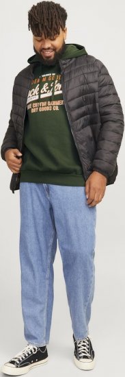 Jack & Jones 2 COL LOGO Hoodie Kombu Green - Puloverji & jopice - Moški Puloverji & Jopice za Močnejše Postave