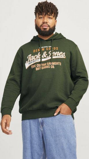 Jack & Jones 2 COL LOGO Hoodie Kombu Green - Puloverji & jopice - Moški Puloverji & Jopice za Močnejše Postave