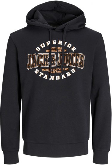 Jack & Jones 2 COL LOGO Hoodie Black - Puloverji & jopice - Moški Puloverji & Jopice za Močnejše Postave