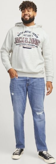 Jack & Jones 2 COL LOGO Hoodie White Melange - Puloverji & jopice - Moški Puloverji & Jopice za Močnejše Postave