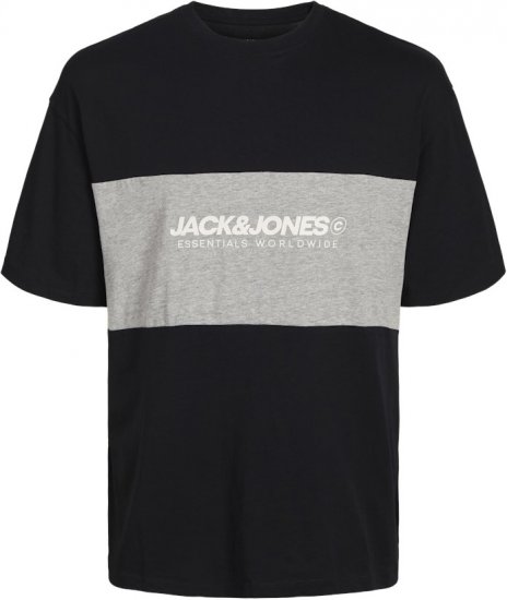 Jack & Jones LEGACY BLOCKING T-Shirt Black - Kratke Majice - Moške kratke majice za močnejše postave