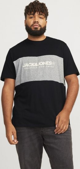 Jack & Jones LEGACY BLOCKING T-Shirt Black - Kratke Majice - Moške kratke majice za močnejše postave