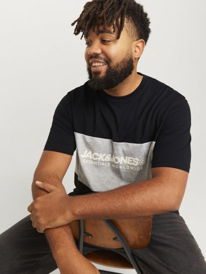 Jack & Jones LEGACY BLOCKING T-Shirt Black - Kratke Majice - Moške kratke majice za močnejše postave
