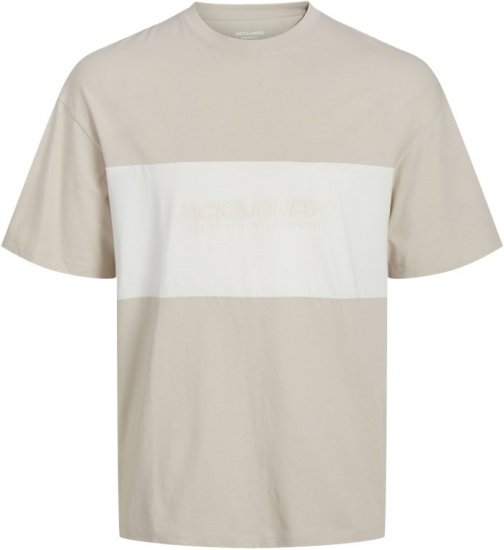 Jack & Jones LEGACY BLOCKING T-Shirt Beige - Kratke Majice - Moške kratke majice za močnejše postave