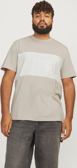 Jack & Jones LEGACY BLOCKING T-Shirt Beige - Kratke Majice - Moške kratke majice za močnejše postave