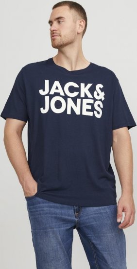 Jack & Jones CORP Logo T-Shirt Navy Blazer - Kratke Majice - Moške kratke majice za močnejše postave
