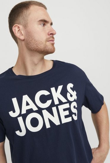 Jack & Jones CORP Logo T-Shirt Navy Blazer - Kratke Majice - Moške kratke majice za močnejše postave