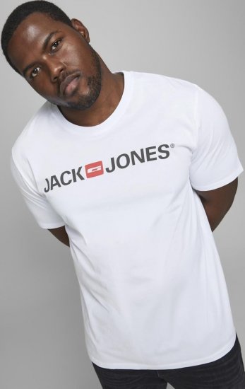 Jack & Jones JJECORP LOGO T-Shirt White - Kratke Majice - Moške kratke majice za močnejše postave