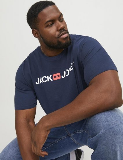 Jack & Jones Corp Logo Crew Neck T-Shirt Navy Blazer - Kratke Majice - Moške kratke majice za močnejše postave