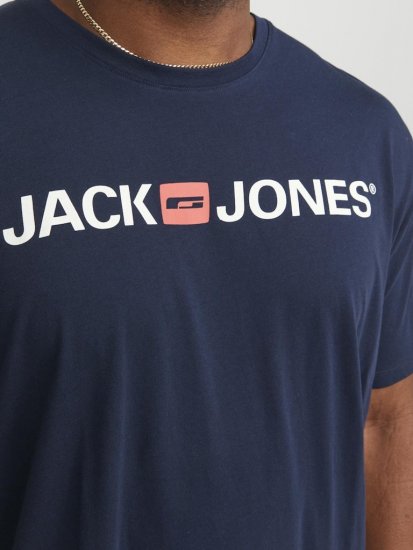Jack & Jones Corp Logo Crew Neck T-Shirt Navy Blazer - Kratke Majice - Moške kratke majice za močnejše postave