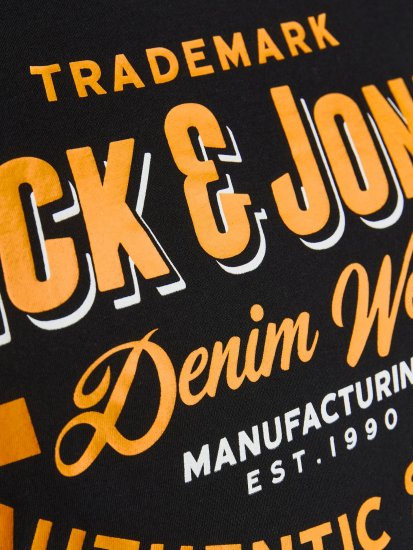 Jack & Jones JJELOGO TEE Black - Kratke Majice - Moške kratke majice za močnejše postave
