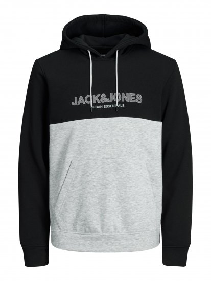 Jack & Jones JJEURBAN BLOCKING SWEAT Black - Puloverji & jopice - Moški Puloverji & Jopice za Močnejše Postave
