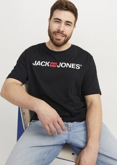 Jack & Jones Corp Logo Crew Neck T-Shirt Black - Kratke Majice - Moške kratke majice za močnejše postave