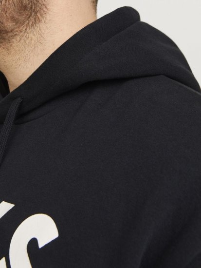 Jack & Jones CORP LOGO Large Print Hoodie Black - Puloverji & jopice - Moški Puloverji & Jopice za Močnejše Postave