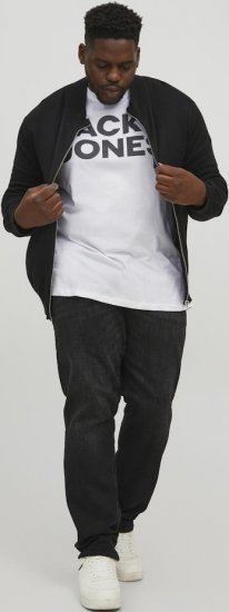 Jack & Jones CORP Logo T-Shirt White w Large Black Print - Kratke Majice - Moške kratke majice za močnejše postave
