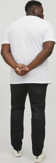 Jack & Jones CORP Logo T-Shirt White w Large Black Print - Kratke Majice - Moške kratke majice za močnejše postave
