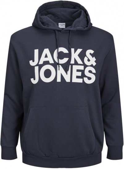 Jack & Jones CORP LOGO Large Print Hoodie Navy Blazer - Puloverji & jopice - Moški Puloverji & Jopice za Močnejše Postave