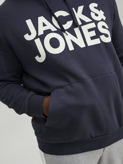 Jack & Jones CORP LOGO Large Print Hoodie Navy Blazer - Puloverji & jopice - Moški Puloverji & Jopice za Močnejše Postave