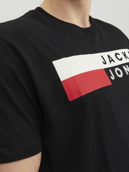 Jack & Jones CORP Logo T-Shirt Black/PLAY 4 - Kratke Majice - Moške kratke majice za močnejše postave