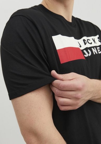 Jack & Jones CORP Logo T-Shirt Black/PLAY 4 - Kratke Majice - Moške kratke majice za močnejše postave