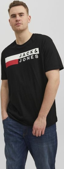 Jack & Jones CORP Logo T-Shirt Black/PLAY 4 - Kratke Majice - Moške kratke majice za močnejše postave