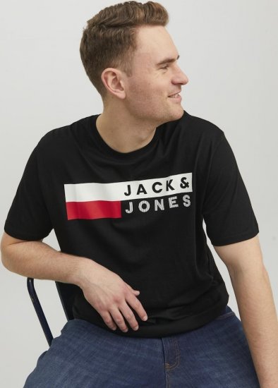 Jack & Jones CORP Logo T-Shirt Black/PLAY 4 - Kratke Majice - Moške kratke majice za močnejše postave