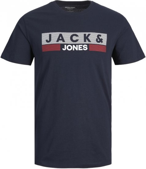 Jack & Jones CORP Logo T-Shirt Navy/PLAY 4 - Kratke Majice - Moške kratke majice za močnejše postave