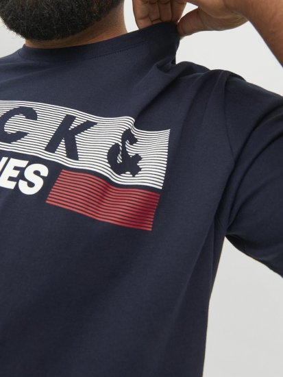 Jack & Jones CORP Logo T-Shirt Navy/PLAY 4 - Kratke Majice - Moške kratke majice za močnejše postave