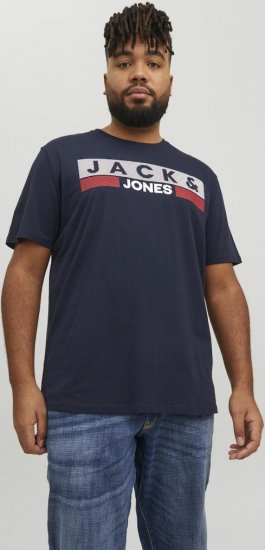 Jack & Jones CORP Logo T-Shirt Navy/PLAY 4 - Kratke Majice - Moške kratke majice za močnejše postave