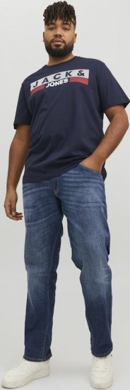 Jack & Jones CORP Logo T-Shirt Navy/PLAY 4 - Kratke Majice - Moške kratke majice za močnejše postave