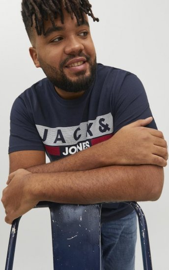 Jack & Jones CORP Logo T-Shirt Navy/PLAY 4 - Kratke Majice - Moške kratke majice za močnejše postave