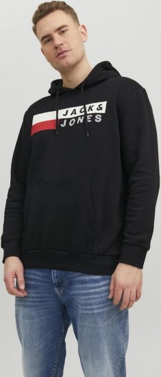 Jack & Jones CORP LOGO PLAY 4 Print Hoodie Black - Puloverji & jopice - Moški Puloverji & Jopice za Močnejše Postave