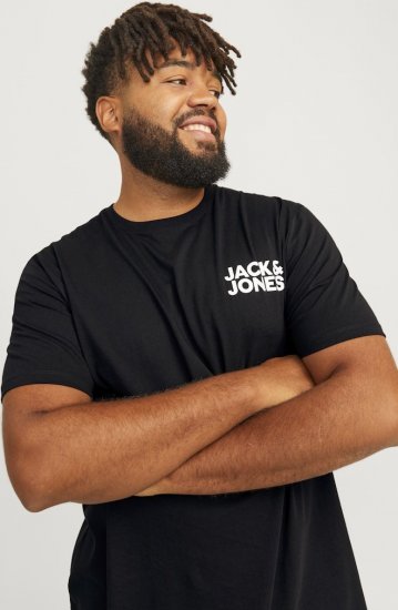 Jack & Jones CORP Logo T-Shirt Black - Kratke Majice - Moške kratke majice za močnejše postave
