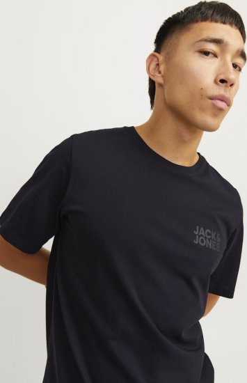 Jack & Jones CORP Logo T-Shirt Black w Small Black Print - Kratke Majice - Moške kratke majice za močnejše postave