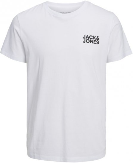 Jack & Jones CORP Logo T-Shirt White w Small Black Print - Kratke Majice - Moške kratke majice za močnejše postave