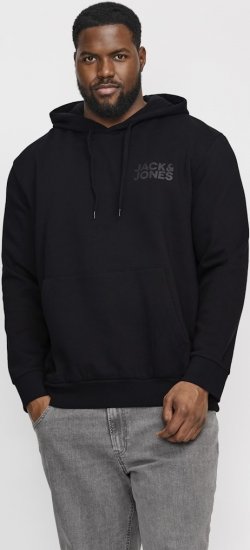 Jack & Jones CORP LOGO Small Print Hoodie Black - Puloverji & jopice - Moški Puloverji & Jopice za Močnejše Postave