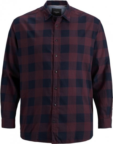 Jack & Jones Gingham L/S Shirt Dark Red - Srajce - Moške srajce za Močnejše Postave