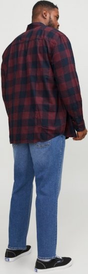 Jack & Jones Gingham L/S Shirt Dark Red - Srajce - Moške srajce za Močnejše Postave