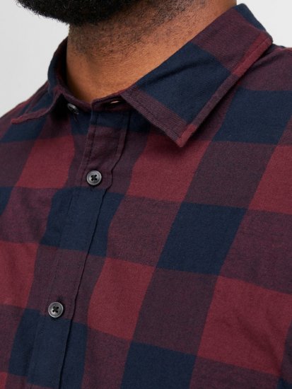 Jack & Jones Gingham L/S Shirt Dark Red - Srajce - Moške srajce za Močnejše Postave