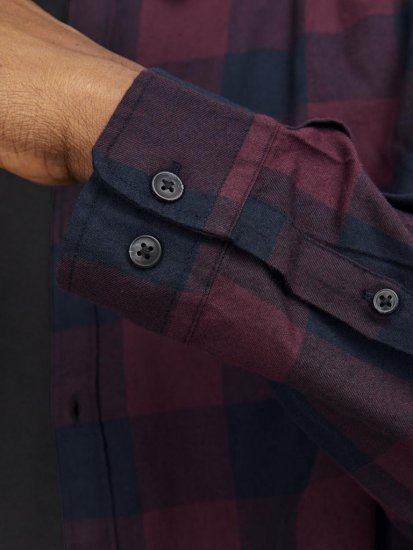Jack & Jones Gingham L/S Shirt Dark Red - Srajce - Moške srajce za Močnejše Postave