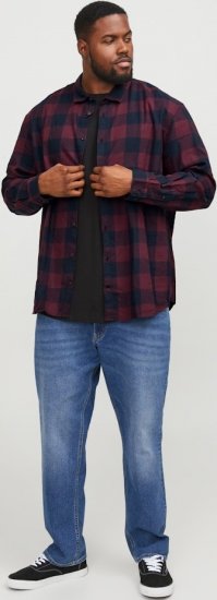 Jack & Jones Gingham L/S Shirt Dark Red - Srajce - Moške srajce za Močnejše Postave