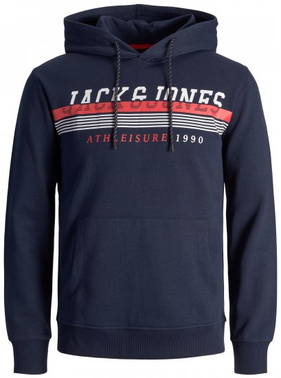 Jack & Jones JJIRON Hoodie Navy - Puloverji & jopice - Moški Puloverji & Jopice za Močnejše Postave